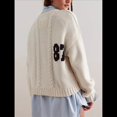 thumbnail image 4 of Suéter de Cuello Redondo con Estampado de Números de Crochet de Gran Tamaño para Mujer Y2K Albaricoque S, 4 of 5