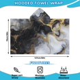 thumbnail image 2 of Black White Gold Marble Pattern Hooded Bath Towel，50"x30" for Ages 3 To 12 Kids, Quick Dry Lightweight Soft Microfiber Hood Beach Towel Cover Up for Kids, 2 of 7