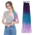 thumbnail image 2 of Benehair 12 Strands Twist Box Braids Ponytail Bright Pigtail Hair Extensions Dreadlocks Kanekalon Crochet Braids for Women 24" Purple+Sky Blue+Light Purple, 2 of 5