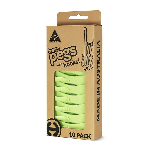 Hegs 10-Count Stainless Steel Clothespins with Hooks, Pastel Green. Different colors available!