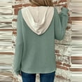 thumbnail image 6 of Hoodies for Women Waffle Knit Henley Button Up Tops Casual Hooded Oversized Sweatshirt Long Sleeve V Neck Pullover, 6 of 7