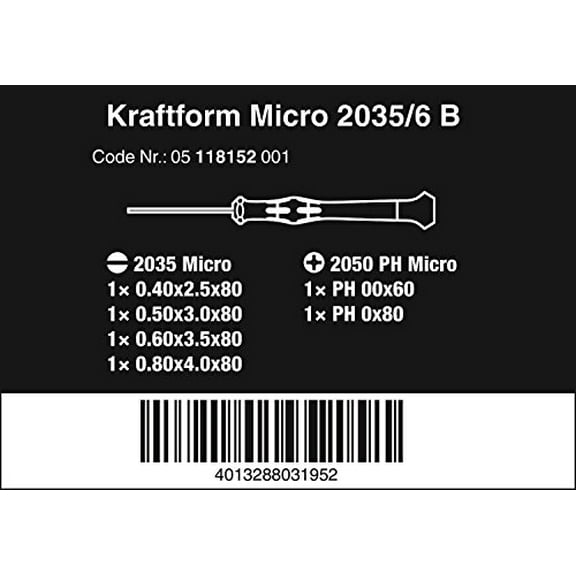 Wera 05118152001 6 Pc Micro Screwdriver Set & Rack for Electronics