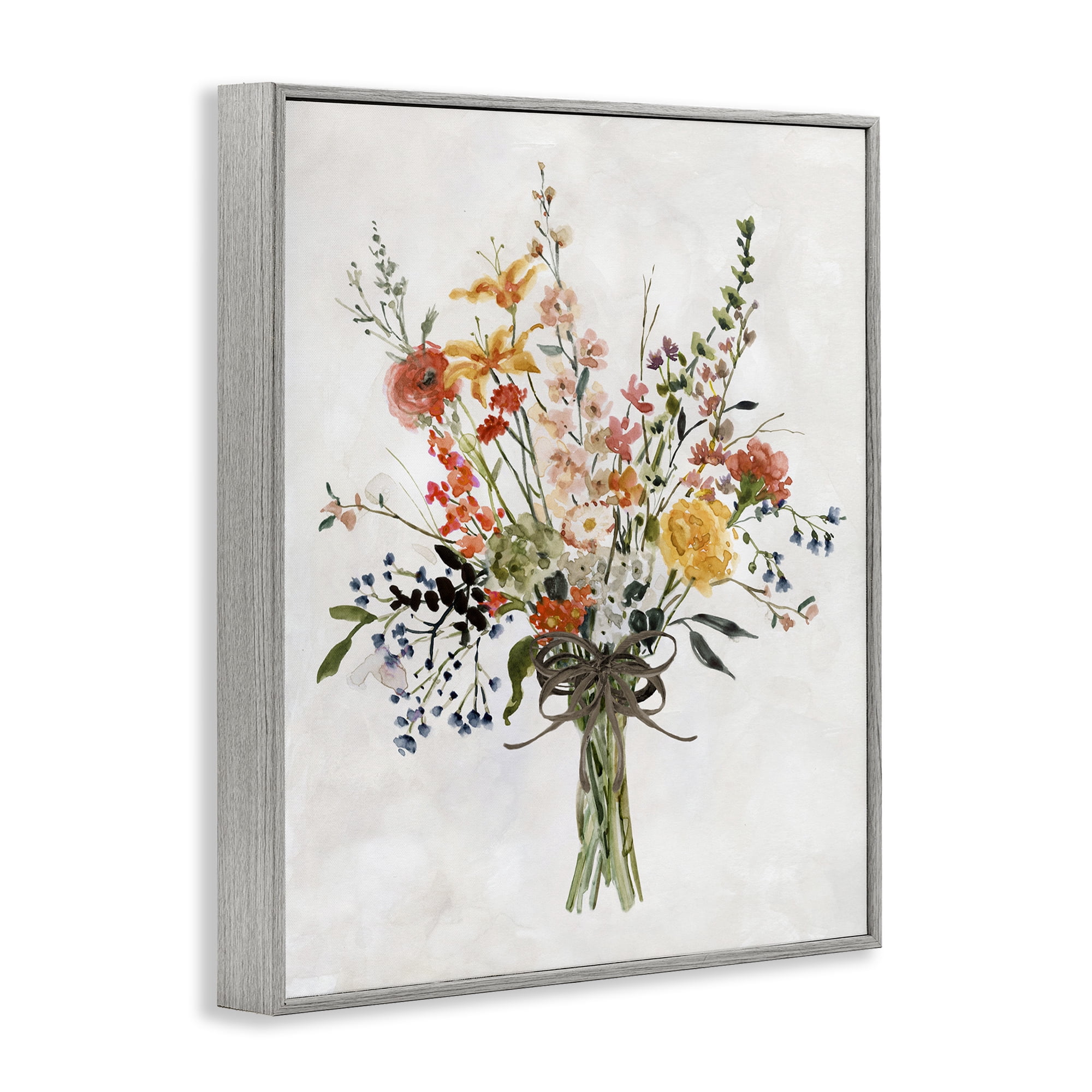 Stupell Industries Enchanting Floral Bouquet Botanical & Floral Painting Gray Framed Art Print Wall Art, 11 x 14
