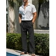 thumbnail image 5 of Men's Lightweight Linen Pants - Elastic Drawstring Waist, Casual Breathable Beach & Travel Trousers for Summer, 5 of 8