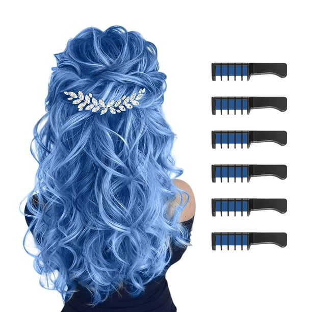 Blue Hair Chalk for Girls Kids-New Hair Chalk Comb Temporary Bright  Washable Hair Color Dye-4 5 6 7 8 9 10 Year Old Girl Gifts Toys for  Easter,Christmas,Cosplay Birthday Party-6 Pcs 