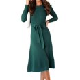 thumbnail image 1 of Vestido de corte A con vuelo para mujer con cinturón Vestido informal elegante para ir al trabajo Kuymtek Verde T XL para Mujer, 1 of 9
