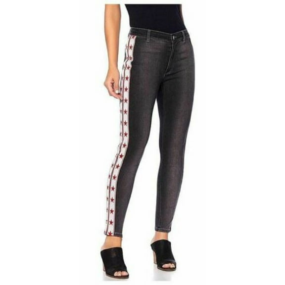 NWT Sheryl Crow 614017 Star Print Side Stripe Black Skinny Jeans