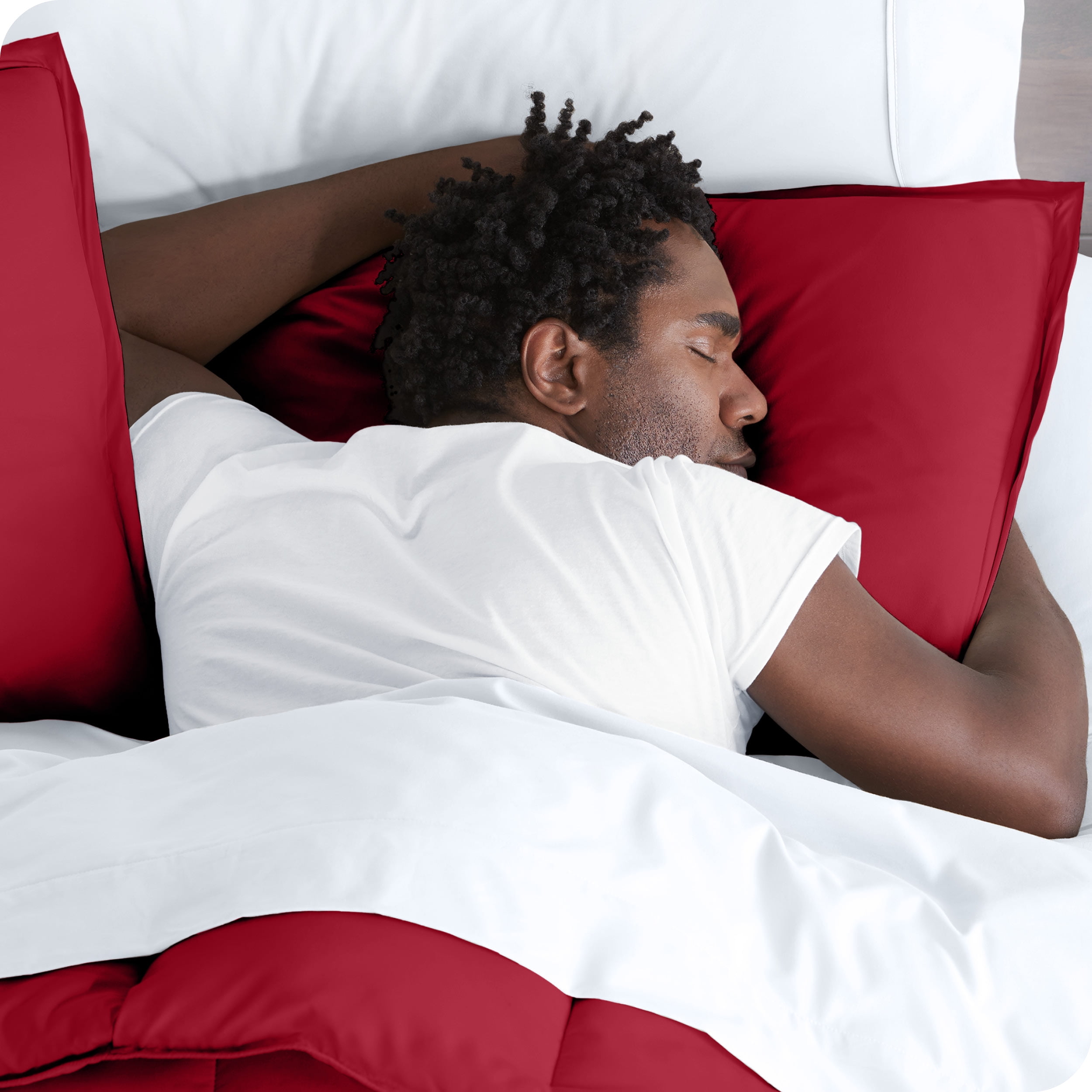 Bare Home Microfiber Duvet Cover & Sham Set, Queen, Red, 3-Piece