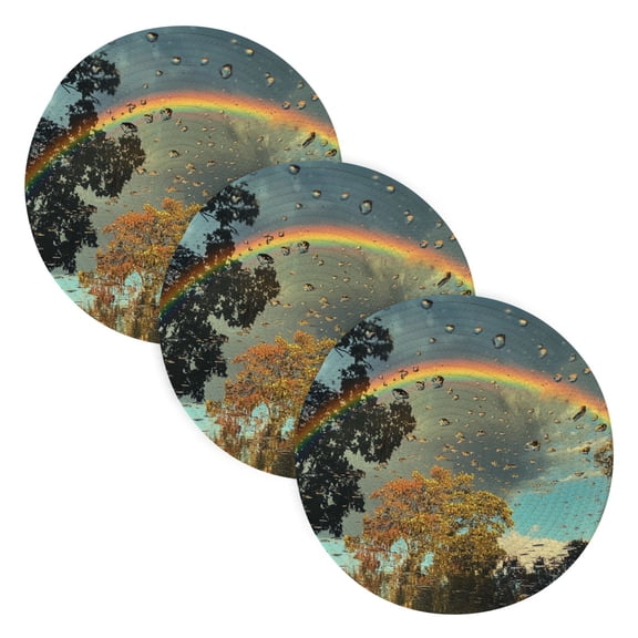 BZSMCE Mats for Pots,Pans Place Rainbow Simple Style Pattern Pot Mats