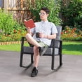 thumbnail image 3 of CorLiving Parksville Resin Wicker and Steel Outdoor Rocking Chair with Cushions and Arm Rests, Black/Grey, 3 of 8