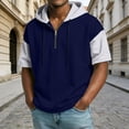 thumbnail image 2 of LIIPEE Summer Short Sleeve Tees For Men Color Block Hooded Half Zip Athletic T Shirts Male Comfortable Breathable Versatile Tshirt,L, 2 of 4