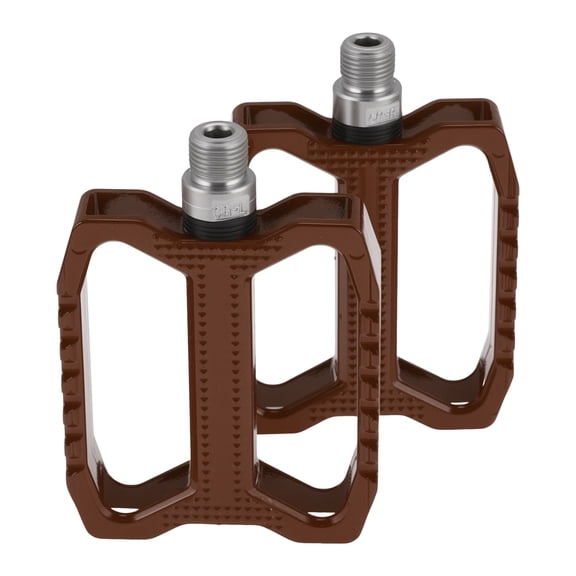 Unique Bargains Bicycle Pedal Aluminum Alloy Bike Flat Pedal without Reflective Strips Dark Brown Fit 14mm Axles Non-Slip Bicycle Pedal for BMX MTB Road Bikes 1 Pair