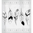 thumbnail image 3 of Feather Duvet Cover Set, Doodle Borders with Triangle Motifs Bohemian Western, Decorative 3 Piece Bedding Set with 2 Pillow Shams, Queen Size, Black White Pale Grey, by Ambesonne, 3 of 3