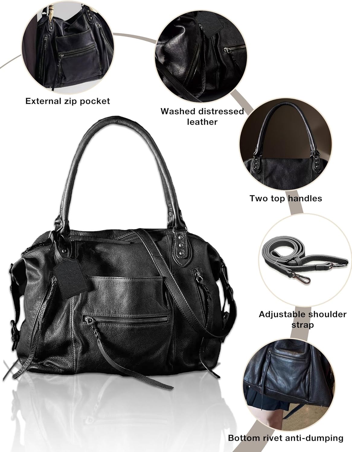 Women's Large Tote Bag City Tote Bag Fall Purse with Zipper Women Vegan Leather Hobo Handbags with Adjustable Strap