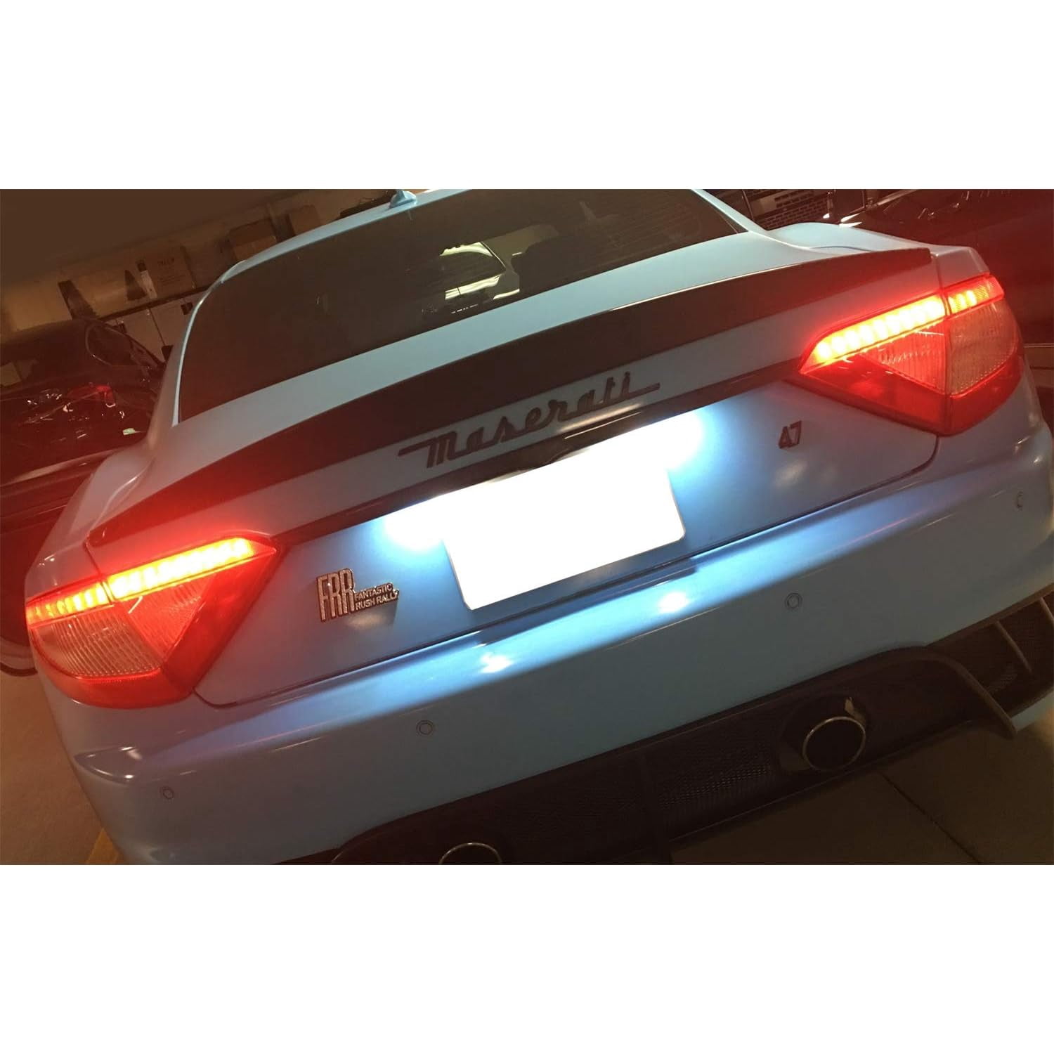 OEM-Fit White 18-SMD Full LED License Plate Light Assembly For Maserati 4200 GT Coupe/Spyder, GranTurismo, Replace OEM Incandescent Lamps