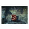 thumbnail image 1 of Antique Cutting Board, Old Armchair in Grunge Retro Interior Damaged Messy Abandoned House Old, Decorative Tempered Glass Cutting and Serving Board, Small Size, Pale Green Red Black, by Ambesonne, 1 of 1