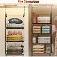 thumbnail image 2 of X-COSRACK 4-Tier Heavy Duty Metal Hanging Closet Organizer, Modular Wire Wardrobe Storage Baskets with 4 Dividers & 5 S-Hooks for Clothes, Sweaters & Jeans, Black, 2 of 8