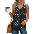 thumbnail image 5 of Simua Summer Tank Top for Women, Ladies Fashion Dot Printed Sleeveless V-Neck Patchwork Shirts, Size S-2XL, 5 of 8
