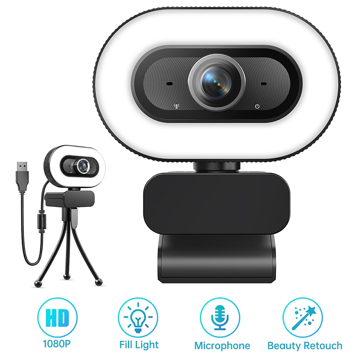 1080P HD Webcam with Microphone, Septekon Streaming Computer Web 