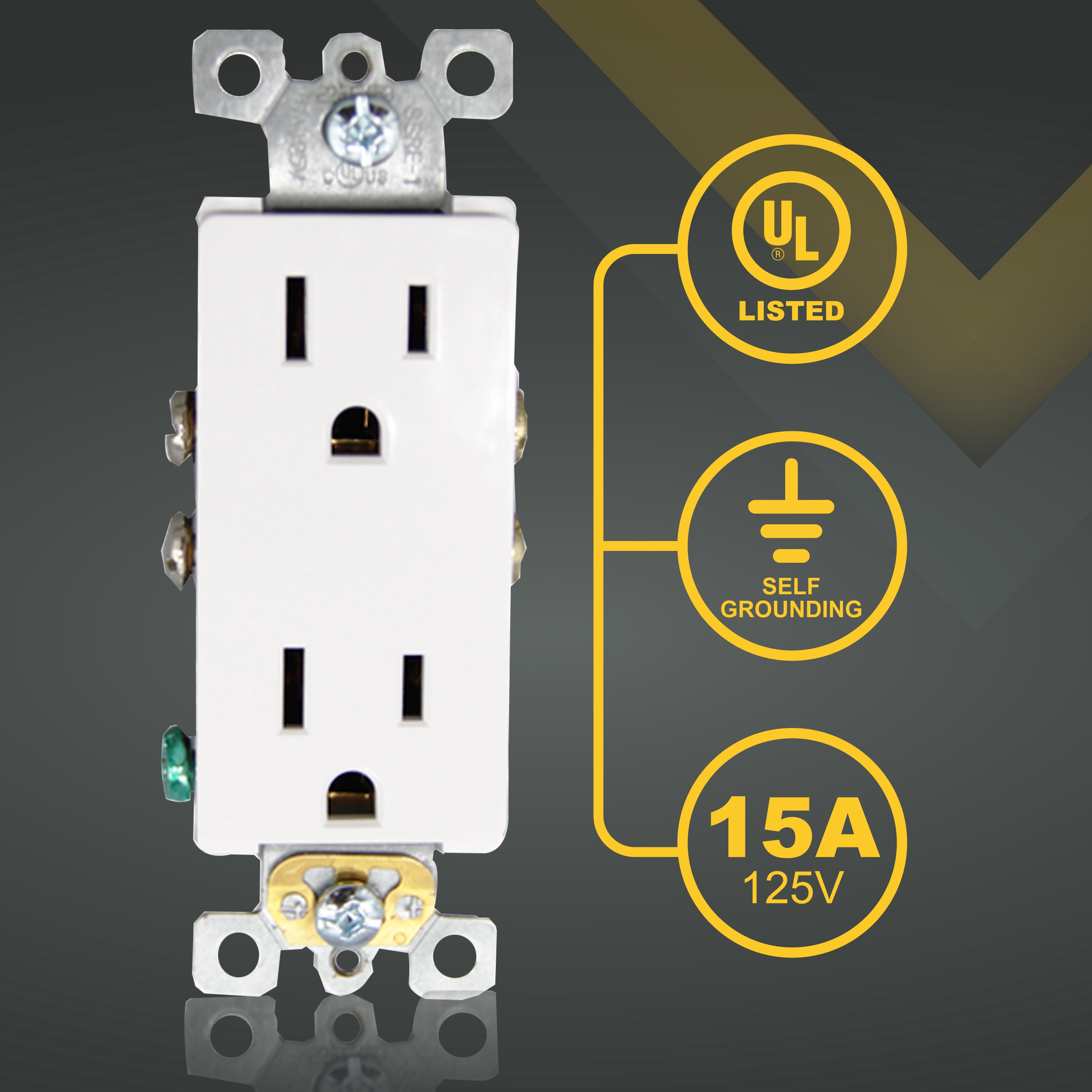Faith [10-Pack] Non-Tamper-Resistant Outlet, 15A 125V Decorator Receptacles, UL-Listed, White