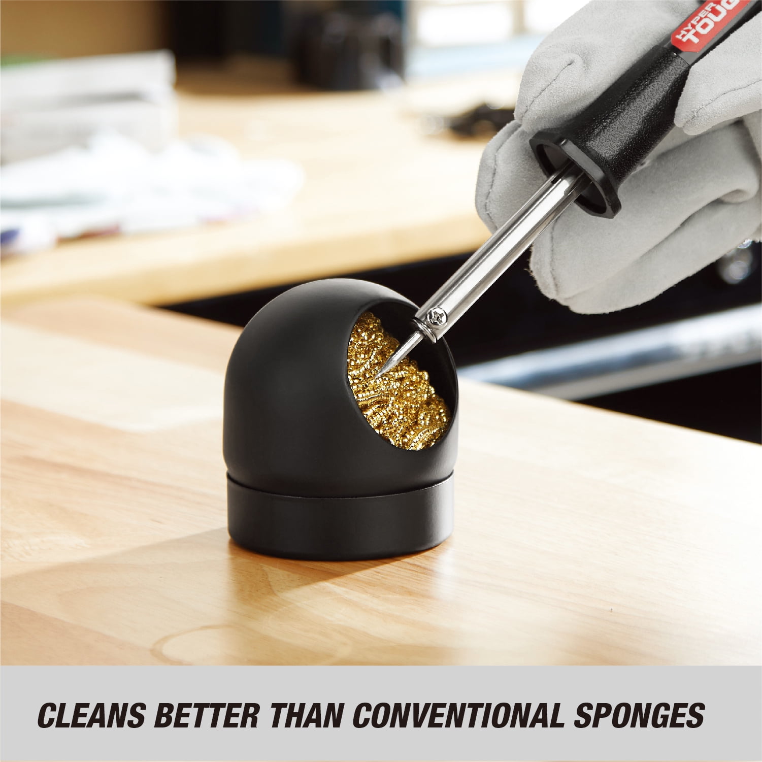 Hyper Tough 2-Piece Soldering Iron Tip Cleaner with Brass Wool