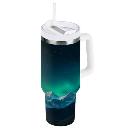 

Stainless Steel Tumbler with Straw and Handle Double Wall Insulated Tumblers Beautiful Night Sky