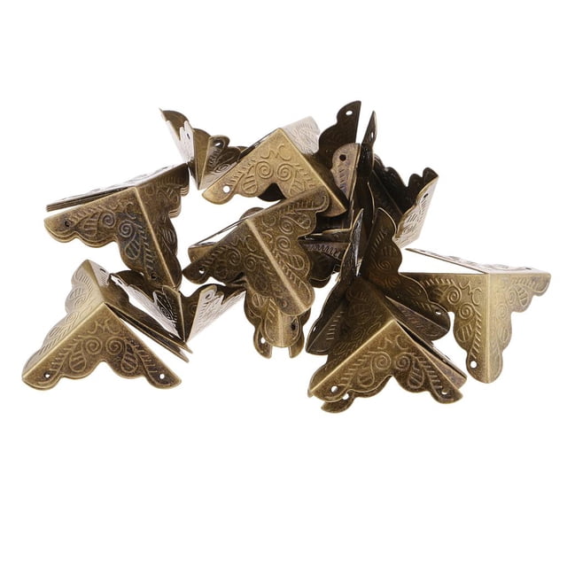20 piezas de soportes de esquina para muebles antiguos, caja de joyería, caja de , patas decorativas, de esquina para patas, Bronce perfecl Esquina de guardia vintage
