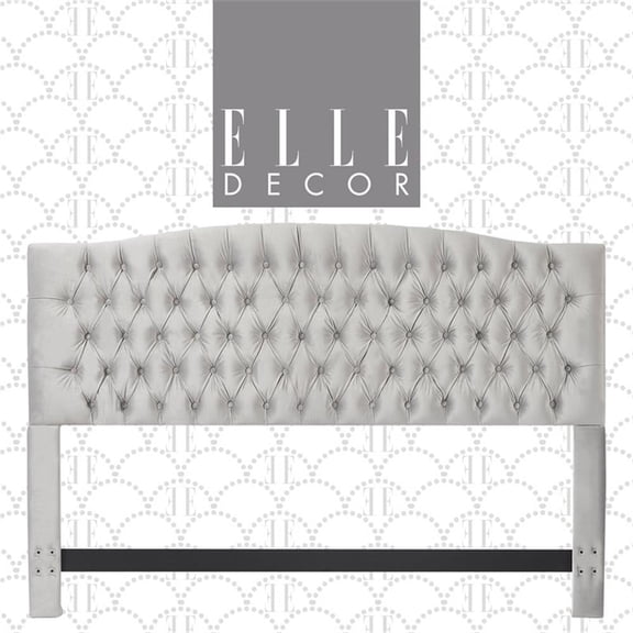 Elle Decor Celeste King Size Headboard Pearl Grey Velvet
