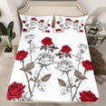 thumbnail image 2 of Manfei Romantic Red Rose Queen Sheet Sets,Happy Valentines Day Flat Sheet,Rustic Plant Flower Queen Fitted Sheet For Girls Teens,Microfiber Bedroom Decor,4-Piece, 2 of 7