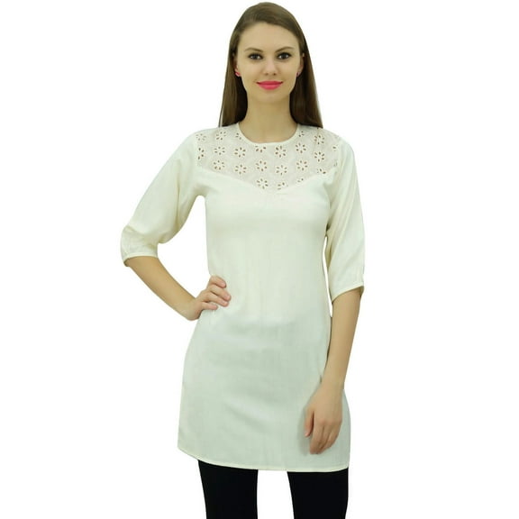 Bimba Women's Summer Short Tunic 3/4 Sleeves Top Kurti Designer Casual Blouse