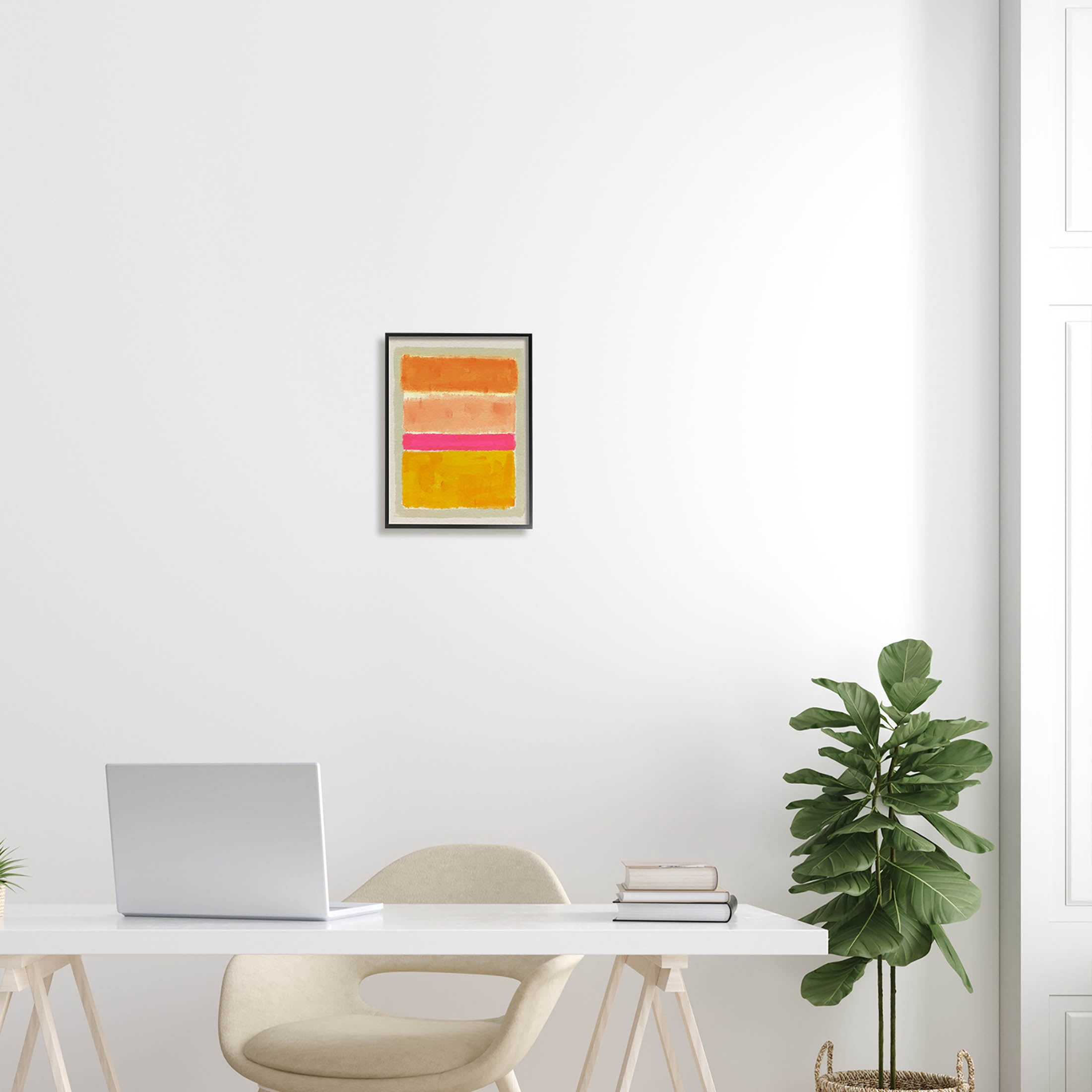 Stupell Industries Abstract Blocked Square Forms Painting Black Framed Art Print Wall Art, Design by Victoria Barnes