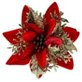 thumbnail image 2 of 30PCS Poinsettia Flower 5.5" Artificial Poinsettia with Clips Glitter Poinsettia Christmas Ornaments Christmas Tree Flower Decorations with Stems DIY Xmas Wreath Holiday Home Party Decor, 2 of 9
