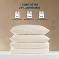 thumbnail image 4 of Sleep Zone 3 Pieces Jersey Knit Bedding Sets with 1 Comforter and 2 Pillow Shams, Soft and Breathable Comforter Set with Women, Men, Adults, Washable (Beige, Full), 4 of 6