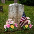 thumbnail image 3 of Artificial Flowers, Mixed Bush Grave Flowers 6.7 inch Memorial Flowers Artificial Cemetery Flowers Roses and Lily Bouquet for Outdoor Graveyard Garden Home Spring Decor, 3 of 5