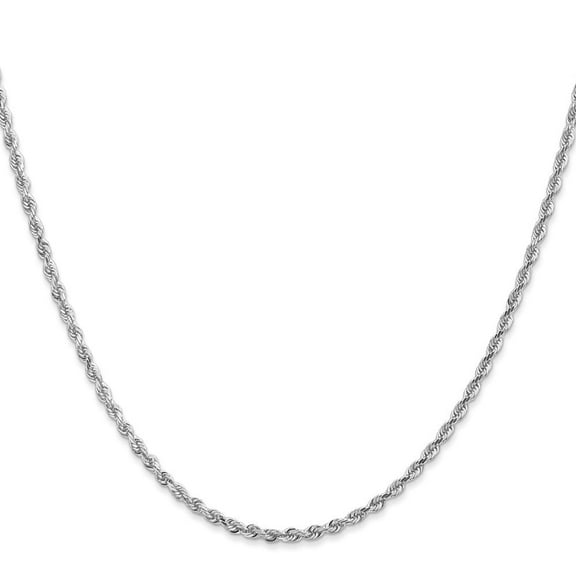 Diamond2Deal 10K White Gold 2.25mm Diamond-Cut Quadruple Rope Chain Necklace for Women 16"