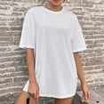 thumbnail image 2 of HAiming Women's Round Neck T-Shirt Summer Casual Short-Sleeved Tunic Tops Fashion Solid Color Loose Basic Blouses, 2 of 6