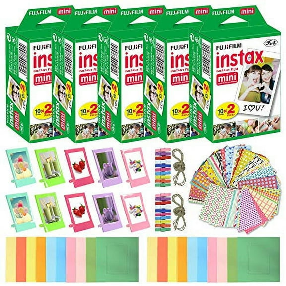 Fujifilm Instax Mini Instant Film Fuji 100 Sheets   Frames & Accessory Décor Set