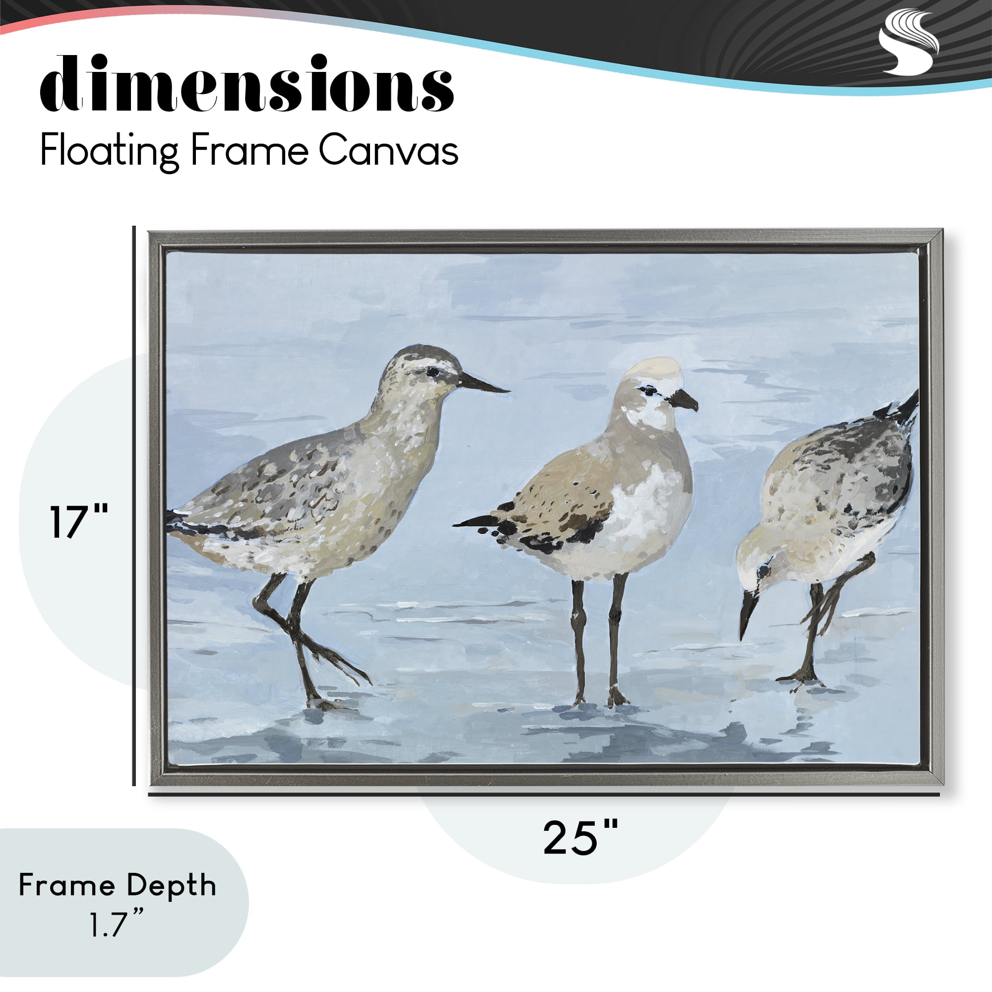Stupell Industries Sandpipers Beach Coastal Scene Gray Framed Floater Canvas Wall Art, design by Lorenzo Collective