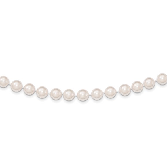 14K Yellow Gold 7-8mm Round White Saltwater Akoya Cultured Pearl Necklace 24 Inch