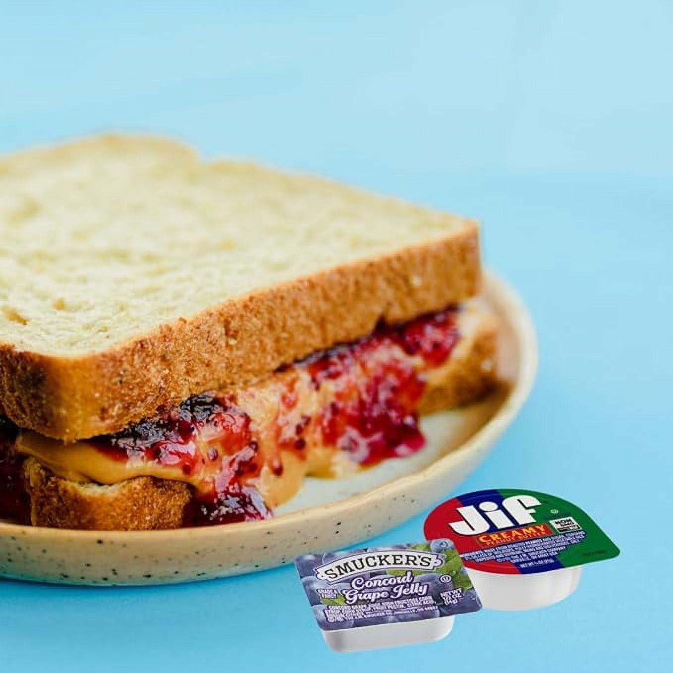 Peanut Butter and Jelly Single Serve Assortment Bundle - 80 Pieces | 40 Peanut Butter Individual Cups, 20 Grape Jelly and 20 Strawberry Jelly