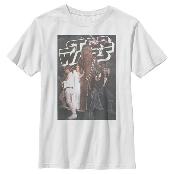 Boy's Star Wars Classic Movie Scene Poster  Graphic Tee White Medium