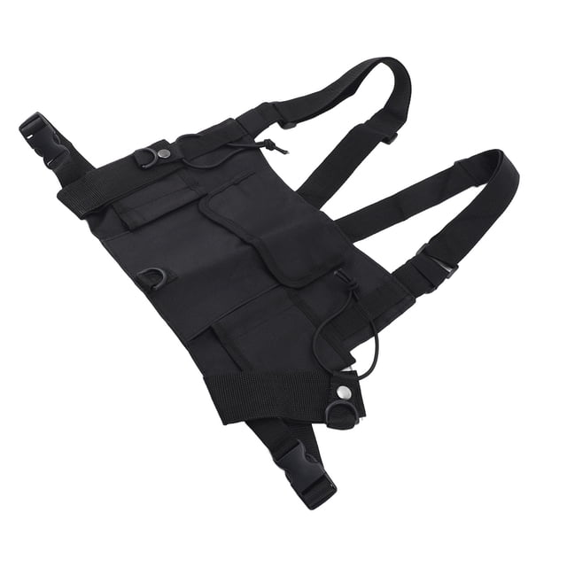 Paquete De Pecho Con Chaleco, Bolsa De Pecho Deportiva Ajustable Con Múltiples Bolsillos, Color Negro Para Senderismo