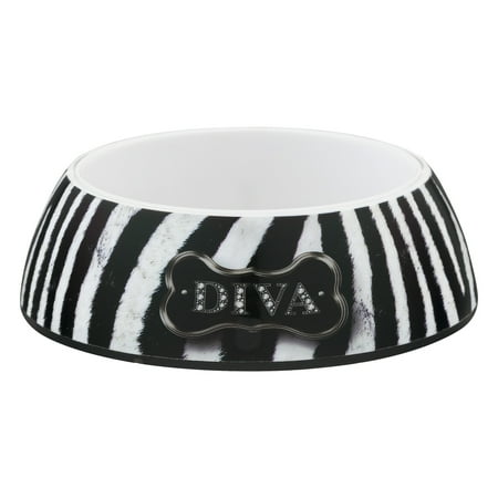 Loving Pets Milano Small Diva Dog Bowl, Zebra