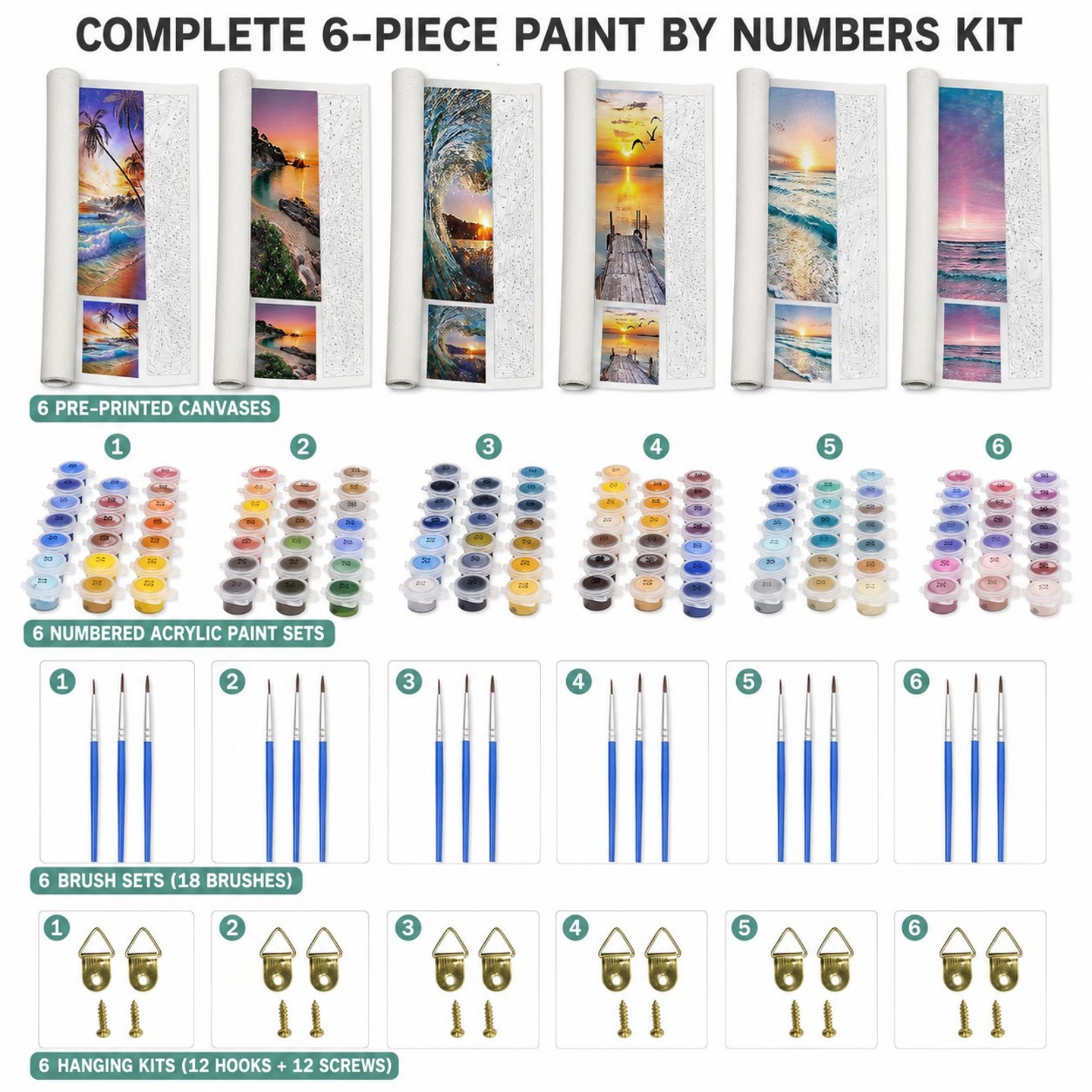 JYLMOOD Paint by Numbers Kit 6-Pack 30x40cm photo 2