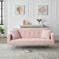 thumbnail image 2 of 71" W Teddy Convertible Futon Sofa Bed,Modern Upholstered Loveseat Sofa Couch for Living Room,Small Space,Pink, 2 of 8