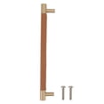 thumbnail image 1 of Cabinet Door Handle 224MM Hole Pitch Leather Brass Light Luxury Cupboard Bar Pull Handle for Home Wardrobe Drawer Light Brown, 1 of 5