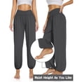 thumbnail image 2 of Hwmodou Female Pants Solid Color High Waisted Straight Leg Harem With Pockets Pajamas Casual Loose Sweat Slacks Dailywear Gym Trousers For Woman, 2 of 7