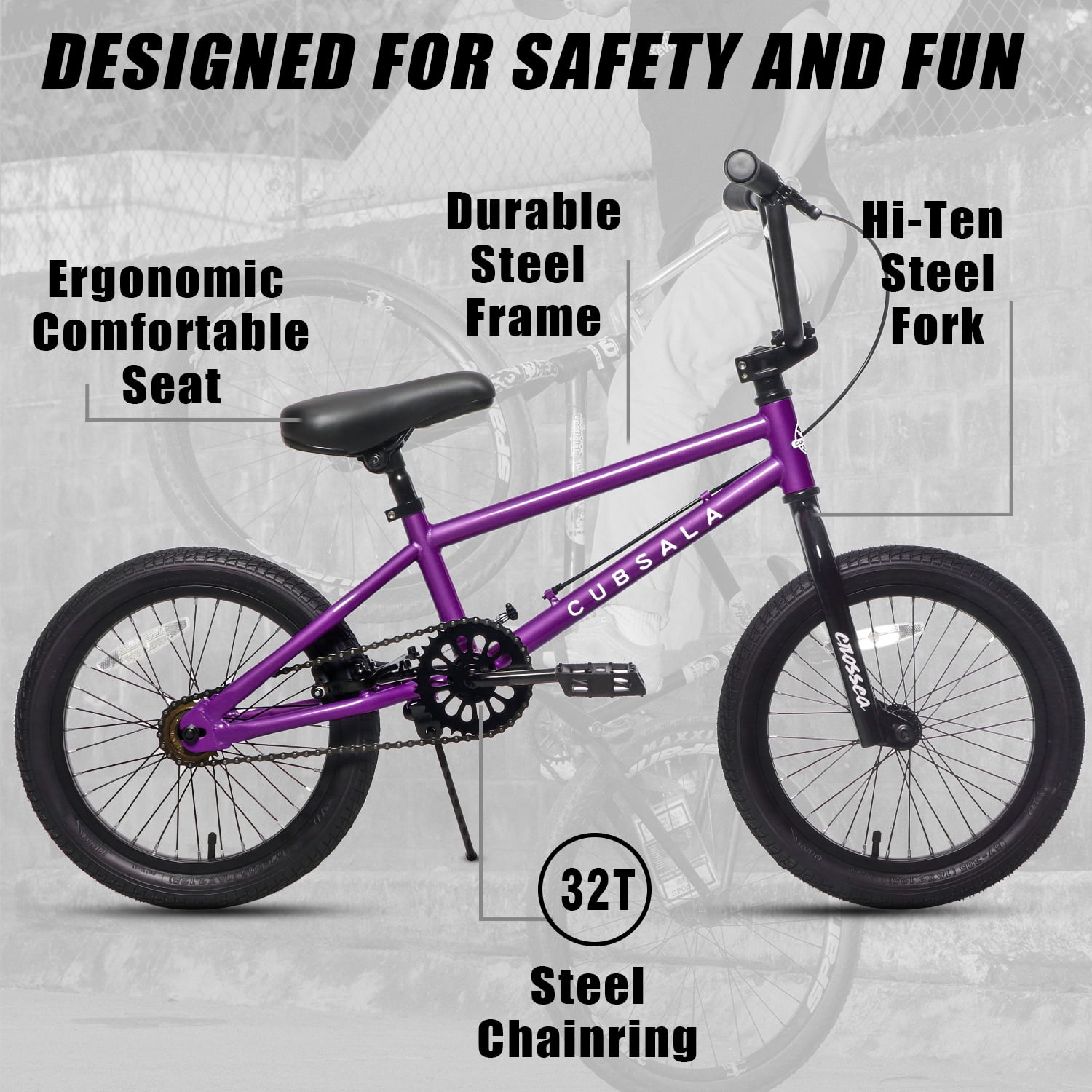 cubsala Freestyle BMX Bike, 18 Inch Kids Bicycle for 5-9