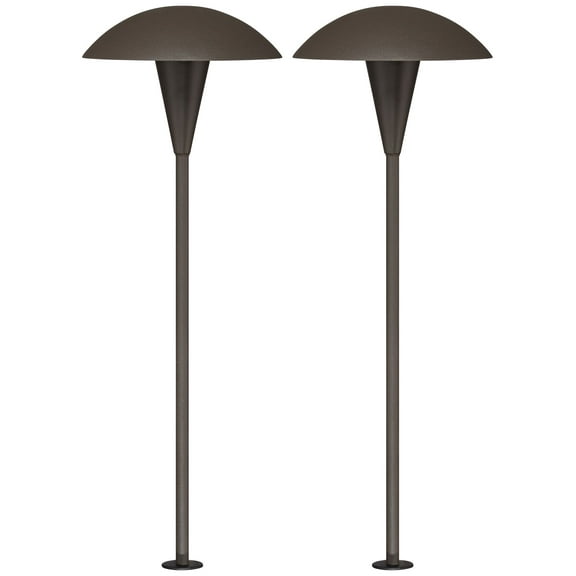 John Timberland Grant 18" High Mid Century Modern Outdoor Landscape Mushroom Path Lights Porch Set of 2 LED Bulb Bronze Finish