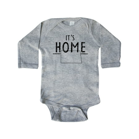 

Inktastic It s Home- State of North Dakota Outline Distressed Text Gift Baby Boy or Baby Girl Long Sleeve Bodysuit